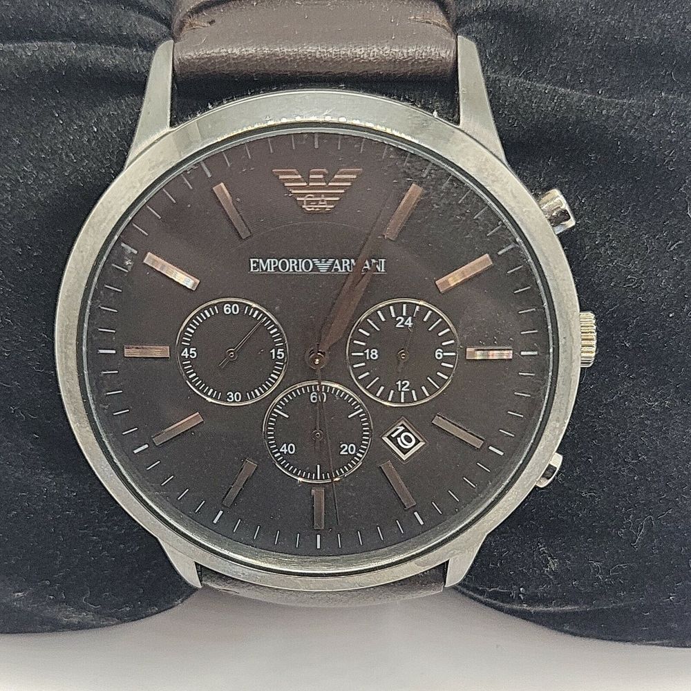 Emporio Armani AR2462 Men's Brown Leather Analog Dial Quartz Wrist Watch BC459